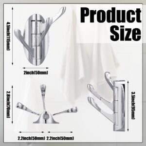 Beeveer 3 Pcs Solid Metal Swivel Hook Wall Mount Folding Coat Towel Hook Polished Chrome Folding Wall Hooks Swing Arm Triple Robe Hook Hanger Foldable Robe Towel Holder with 3 Swivel Hook for Bathroom