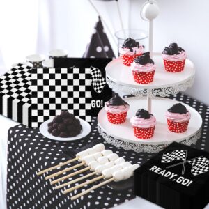 40Pcs Black and White Checkered Flag Party Napkins Disposable Race Car Birthday Party Supplies Racing Car Theme Party Paper Lunch Napkins for Baby Shower Kids Men Party Decorations Favors