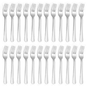 opolia 24 pieces dinner forks set, food grade stainless steel forks silverware, classic elegant design for home,kitchen or restaurant,dishwasher safe，8 inch