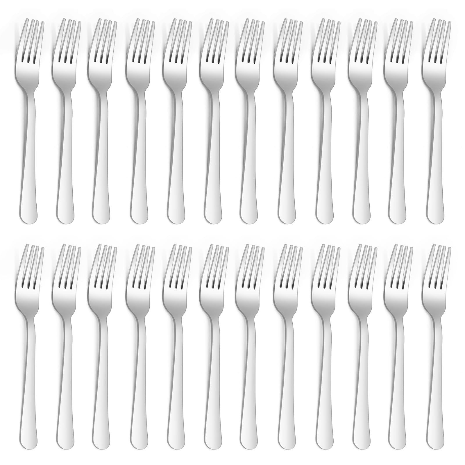 OPOLIA 24 Pieces Dinner Forks Set, Food Grade Stainless Steel Forks Silverware, Classic Elegant Design for Home,Kitchen or Restaurant,Dishwasher Safe，8 inch