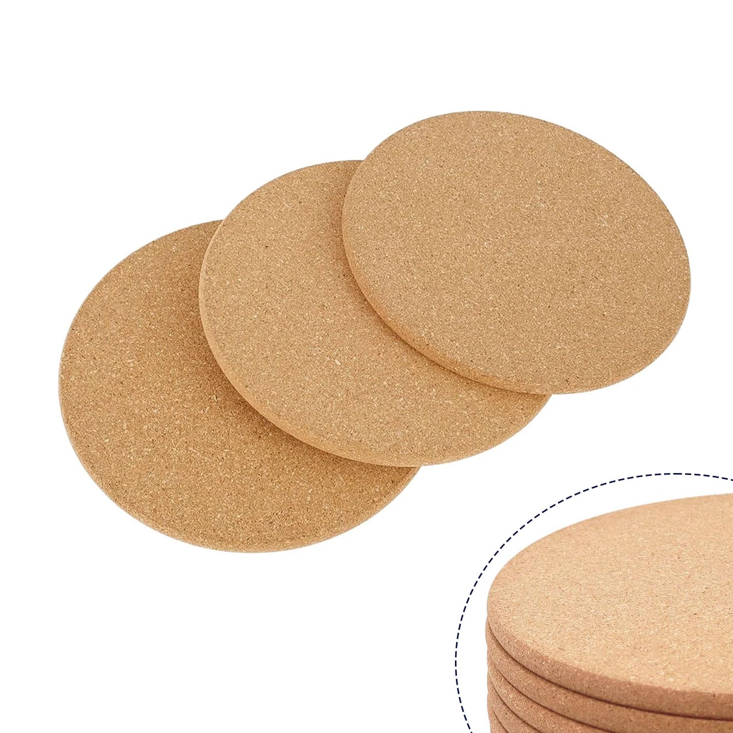 Rarapop 3 Pack High Density Thick Cork Trivets Cork Plant Coasters, 7.5 Inch Heat Resistant Cork Mat Cork Hot Pads Coaster for Hot Pots, Dishes and Pans