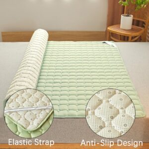 Akiky Mattress Topper Pad Mattress Pad for California King Bed Topper Protector-Breathable&Foldable Sage Green Grid Mattress Cover