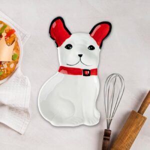 Dog Spoon Rest For Stove Top Spoon Holder For Kitchen Counter Puppy Cooking Spoon Rest White Ceramic Utensil Rest