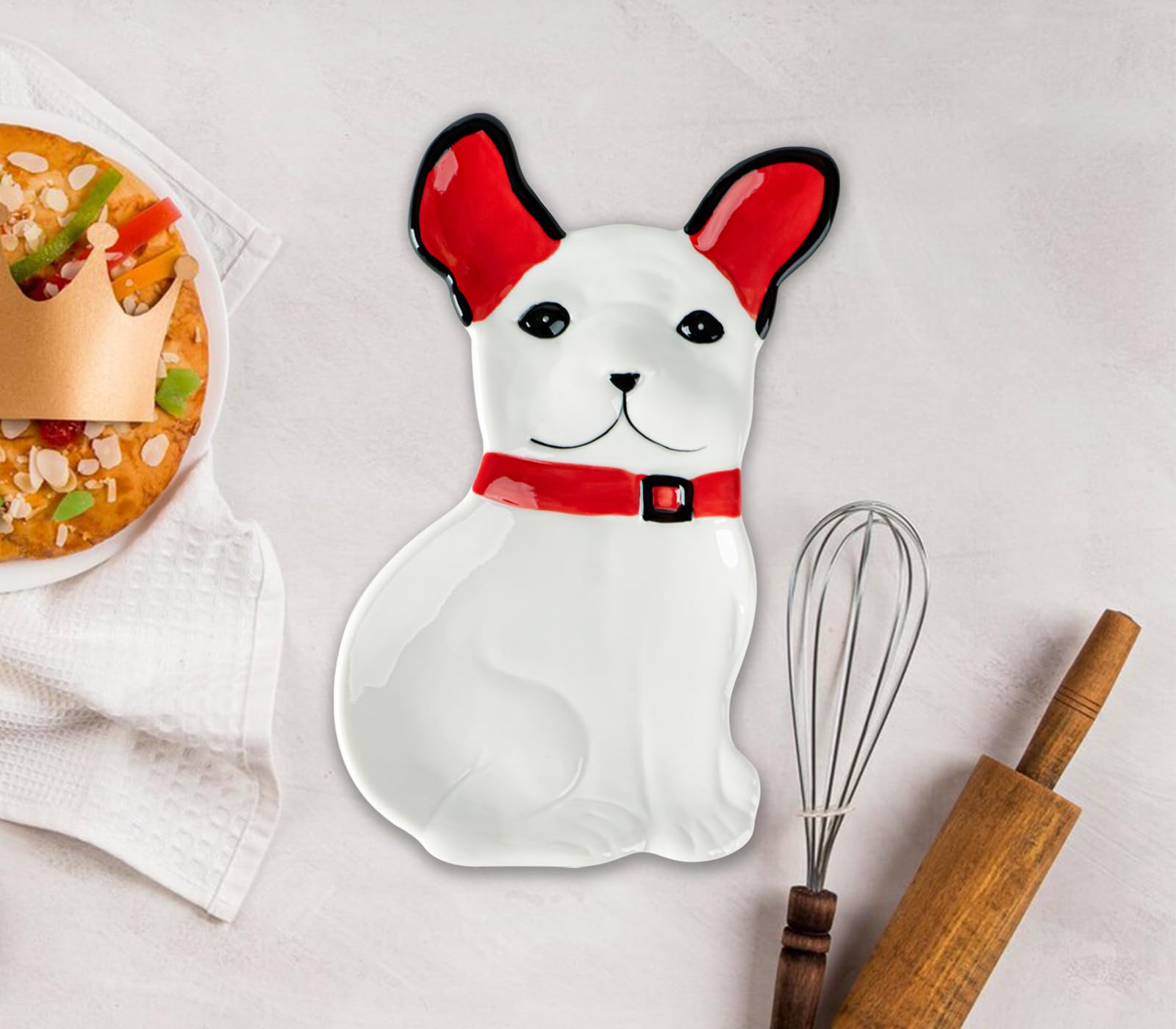 Dog Spoon Rest For Stove Top Spoon Holder For Kitchen Counter Puppy Cooking Spoon Rest White Ceramic Utensil Rest