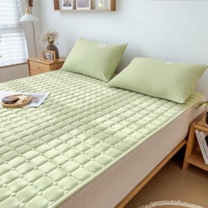 Akiky Mattress Topper Pad Mattress Pad for California King Bed Topper Protector-Breathable&Foldable Sage Green Grid Mattress Cover