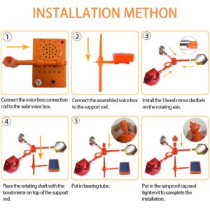 Solar-Powered Voice Bird Deterrent Device with 3 Pieces 360° Wide-Range Reflective Rotating Prisms Cups, 2-in-1 Audio Signals to Scare Birds + Wind-Powered Rotation Mirrors for Outdoor Garden Yard