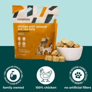 Momentum Carnivore Nutrition Freeze-Dried Chicken, Spinach & Sea Kelp – Single-Ingredient Raw Dog & Cat Treats – High-Protein, Grain-Free Snacks for Pets – 3 oz Bag