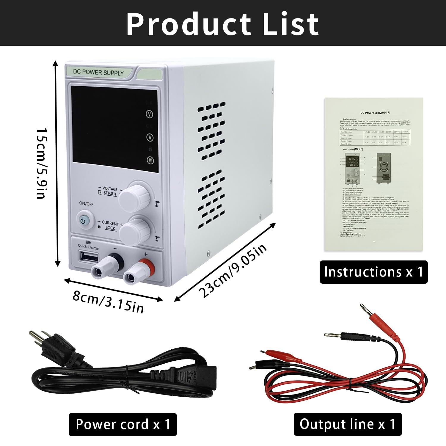 Luckyrao DC Power Supply Adjustable Variable Regulated Power Supply, High Precision Digital Switching Power Supply, with USB Charging Interface， with Encoder knob Adjustment (30V5A)