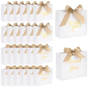 vgoodall 24pcs white thank you gift bags, party favor bags with bow ribbon mini gift boxes bulk candy bags for birthday wedding party bridal shower