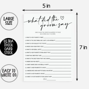 All Ewired Up 50 Bridal Shower Games What Did the Groom Say? (50-Cards) Fun Wedding Game Activity, Decorations, Engagement Party, Rehearsal Dinner, Minimalist Script