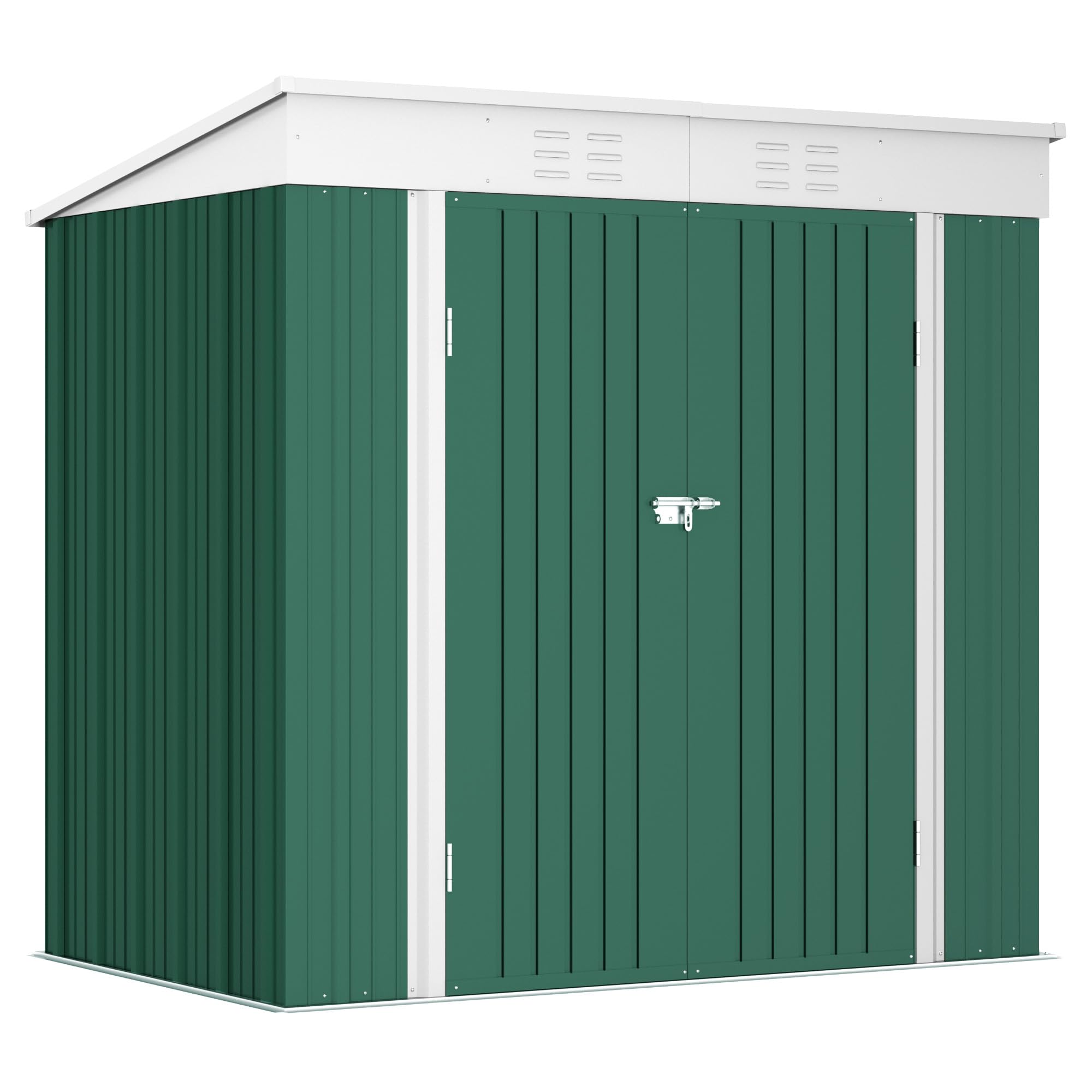 Greesum Outdoor Storage Shed 6x4FT All Weather Metal Garden Shed with Lockable Double Doors for Garden Tools, Toys and Sundries, Green