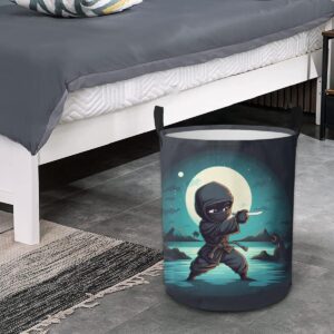 Little Ninja At Night Waterproof Foldable Storage Bin, Dirty Clothes Laundry Basket, Canvas Organizer Basket for Laundry Hamper, Toy Bins, Gift Baskets, Bedroom, Clothes, Kids Hamper