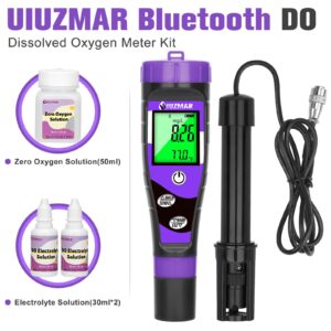 UIUZMAR Smart Dissolved Oxygen Meter Kit with Spare Components Electronic Portable DO Tester with Reinforced Polarographic Probe for Aquaculture Fish Tank Wastewater Treatment