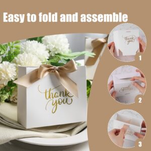 VGOODALL 24PCS White Thank You Gift Bags, Party Favor Bags with Bow Ribbon Mini Gift Boxes Bulk Candy Bags for Birthday Wedding Party Bridal Shower