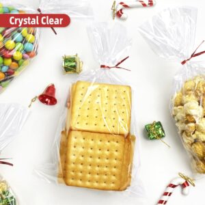 Morepack Cellophane Bags 6x10 Inches Clear Cellophane Treat Bags With Twist Ties,100 Pieces