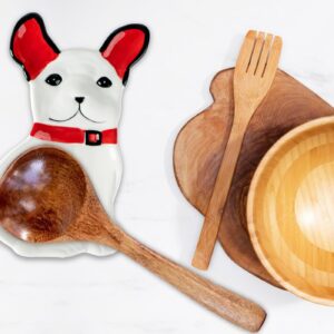 Dog Spoon Rest For Stove Top Spoon Holder For Kitchen Counter Puppy Cooking Spoon Rest White Ceramic Utensil Rest