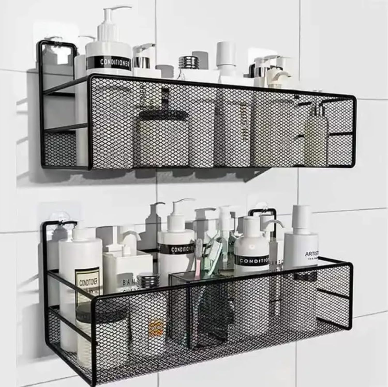 KIVIO 3 Pack Bathroom Shelf,shower caddy, storage organizer for bathroom, Shower shelf, shower organizer, Wall mounted Spice storage Rack organizer for kitchen (2 caddy+1 razor holder)