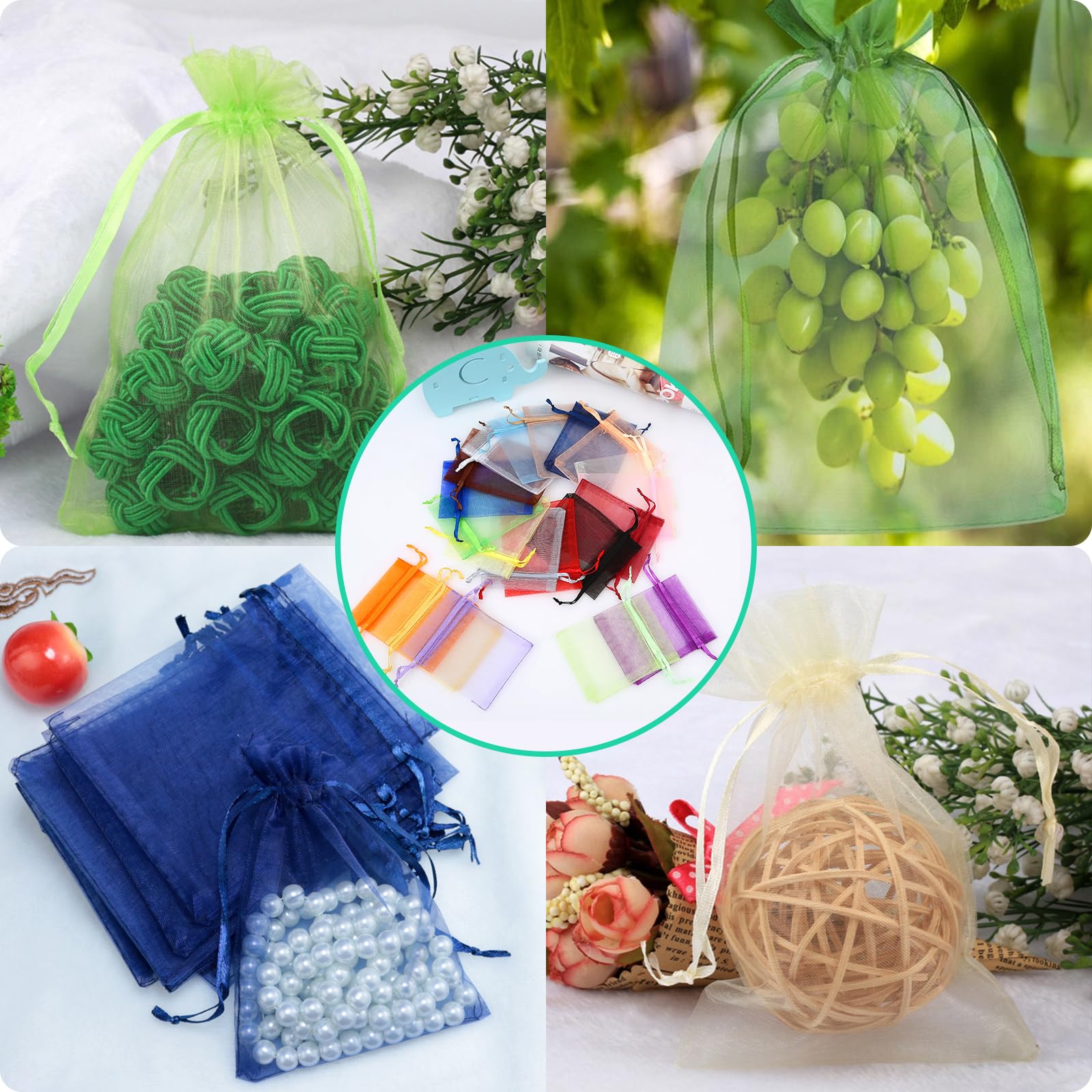 MISSJOJIAY 100Pcs Organza Bags Gift Bags, Senior Gift Bags, 4 x 6 Inch Drawstring Gift Bags, for Festival, Party, Bathroom Soaps, Pouches Gift Bags. (multicolor)