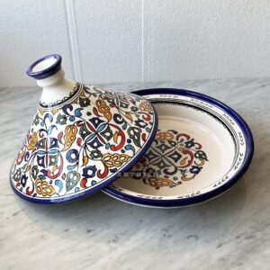 ARTKISH Hand Painted Moroccan Ceramic Tagine Cooking Pot Cookware for Cook and Serving - Pottery Tajin Dishware Perfect Housewarming Gift. (35cm = 14 inch)