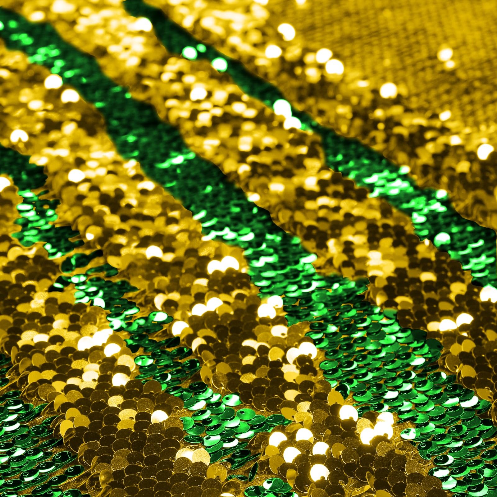 Manyshofu Mermaid Sequin Fabric Shimmer Reversible Sequin Fabric, Wall Flip Sequin Fabric Mesh Glitter Fabric for Sewing DIY Graffiti Wedding Half of Yard - Two Tone Emerald Green & Gold