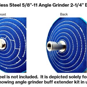 Pro-Graad Stainless Steel 5/8”-11 Angle Grinder Buff Extender Kit, Airway Buffing Polishing Wheel 2-1/4” Extension Shaft, Threaded Arbor Extension Adapter, for Angle Grinders