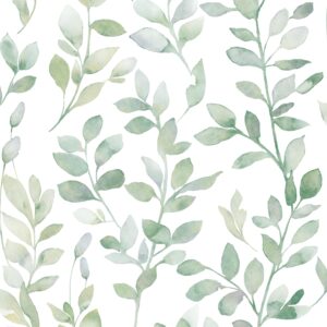 melunmer leaf wallpaper peel and stick wallpaper boho green contact paper for cabinets neutral wallpaper for bathroom self-adhesive removable wallpaper for bedroom decor mural waterproof 17.3"×78.7"