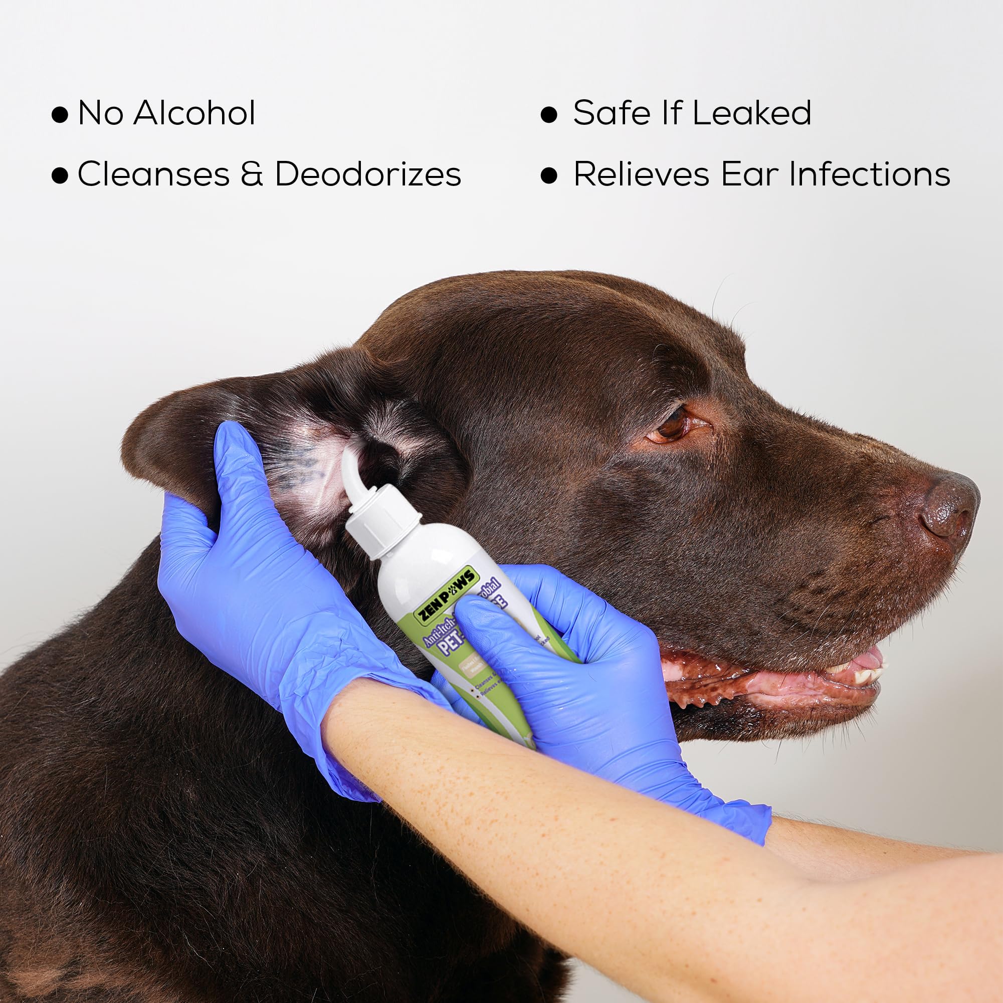 Zenpaws Dog and Cat Ear Cleaner Solution – Ear Drops - - Advanced Veterinary Recipe. Remove Wax and Build up and Relieve Itchiness - Alcohol-Free