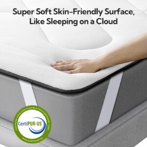 Maxzzz Twin Mattress Pad, Cooling Memory Foam Twin Mattress Topper, Pillow Top Twin Mattress Protector for 8-23'' Mattress, White