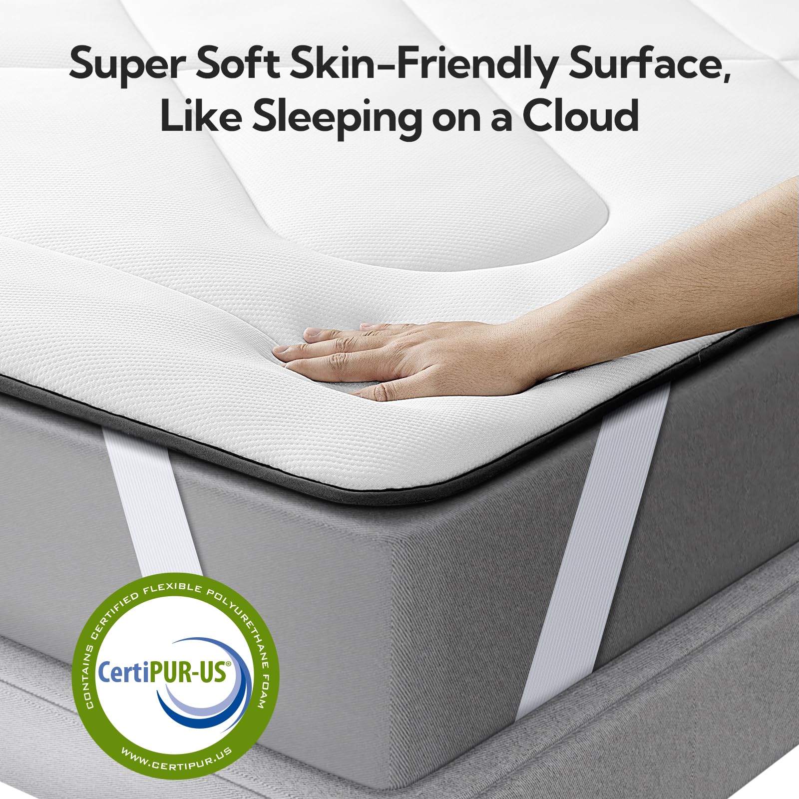 Maxzzz Twin Mattress Pad, Cooling Memory Foam Twin Mattress Topper, Pillow Top Twin Mattress Protector for 8-23'' Mattress, White