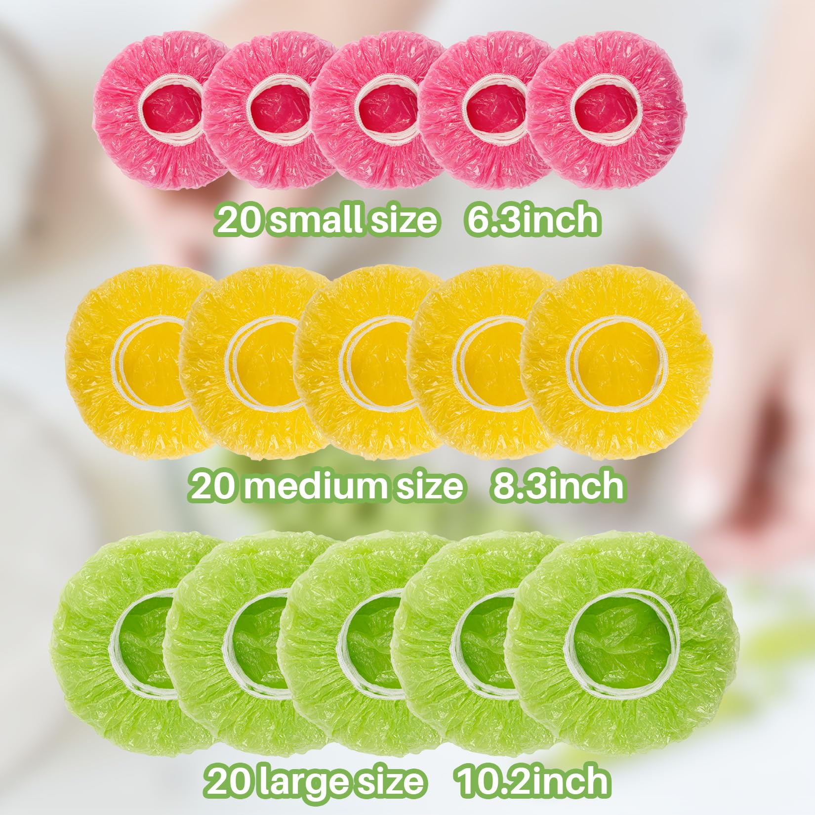 MAQIHAN 60Pcs Bowl Covers Reusable - Plastic Bowl Covers Elastic Reusable Fresh Keeping Bags Food Plastic Wrap Elastic Bowl Covers Reusable Plastic Food Covers Stretch Elastic Food Storage Covers