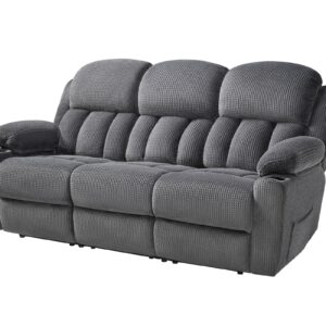 VanAcc Recliner Couch, 3 Seater Sofa Recliner with Cup Holders for Living Room- 85 inch Comfy Couch with Dual Wingback Recliner, Grey Oversized Recliner