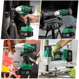 CSCRI Cordless Impact Wrench Kit 1/2 inch Brushless, Max Torque 580Ft-lbs(800N.m) Electric Impact Gun w/2x 4.0Ah Battery, Charger & 6 Sockets, Power Impact Driver for Car Home