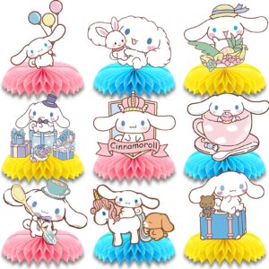 Educatgame Kawaii Centerpieces for Tables - Set of 9, Kawaii Party Decorations, Kawaii Party Supplies, Kawaii Table Decorations, Cute Anime Honeycomb Centerpieces for Birthday Party