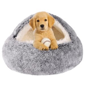 dog beds for small dogs, cat bed cave, washable cute cat bed, cozy nook pet bed for dogs or cats, anti-slip puppy bed fits up to 12 lbs pets(grey, 20" x 20")