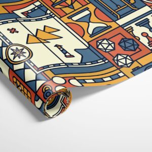 Stellar Factory Board Game and Amusement Pattern Wrapping Paper - 17 inches x 20 feet