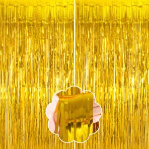 org gold foil fringe backdrop curtains,2 pack 3.3ftx8.2ft tinsel streamers birthday party decortions,metallic photo booth props for birthday gradu baby shower engagement new year party supplies