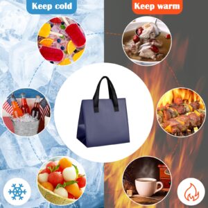 FoldTier 50 Pcs Insulated Take Away Bags Bulk Thermal Insulation Food Bag for Coffee Milk Tea Hot Cold Food Fresh Seafood Cooler Bag Pizza Delivery Bags for Catering Restaurant Grocery (Navy Blue)