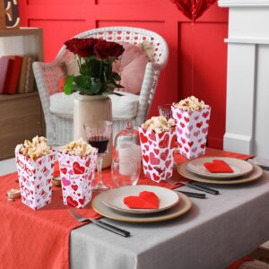 MIMIND 100 Pieces Valentine's Day Popcorn Boxes Love Heart Conversation Treat Candy Goodie Boxes Cardboard Popcorn Container for Valentine Wedding Birthday Party Supplies, 4 Designs