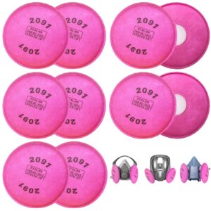 10pcs(5pack) 2091 filters for respirator, 2091 p100 particulate filter installed on filter retainer replacement for 6000 6200 6800 7000 ff-4 against dust sanding woodworking welding painting,pink