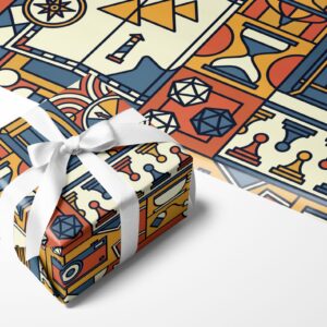 Stellar Factory Board Game and Amusement Pattern Wrapping Paper - 17 inches x 20 feet