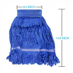 String Mop Refills Looped-End String Wet Mop Head Replacement Heavy Duty Cotton Commercial Industrial Grade Floor Cleaning Mop, Removable Washable Head 3Pcs