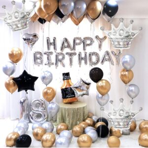 4Pcs Silver Crown Foil Balloons Decorations.For Wedding Anniversary Birthday Party Supplies