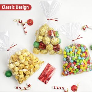 Morepack Cellophane Bags 6x10 Inches Clear Cellophane Treat Bags With Twist Ties,100 Pieces