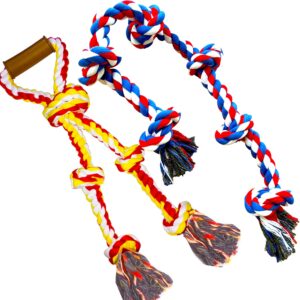 fejapa 6 knot large christmas dog rope toys for aggressive chewer heavy duty rope durable tough chew rope tug of war play rope with handle chewing tugging rope large breed pull rope big dog long