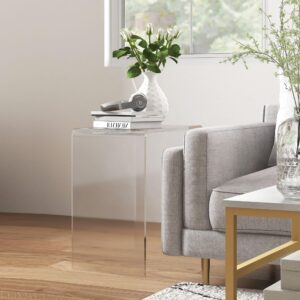 HOMCOM 21" Long Rectangle All Acrylic 15mm Thick Waterfall Coffee Table, Clear