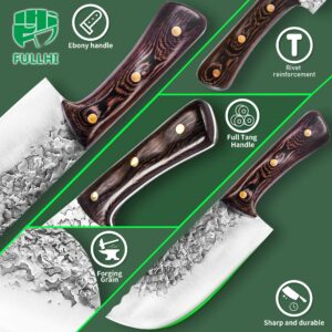 FULLHI 13pcs Portable Butcher Knife Set with Carving Meat Fork Kitchen Knife Set with Bag High Carbon Steel Chef's Knife Fish Knife For Kitchen, Camping, BBQ