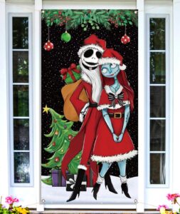 christmas door cover the nightmare before christmas winter holiday party front door banner photography home porch decoration