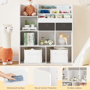 IDEALHOUSE Toy Storage Organizer 47.8in Kids Bookshelf with Drawers Modern Bookcase with Cubbies Floor Storage Cabinet Wooden Toy Chest Playroom, Classroom, Nursery, Kids Room