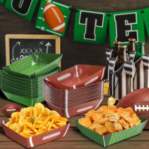 Sawowkuya 36Pcs Football Party Supplies Food Boats Paper Disposable Serving Trays Bowls for Birthday Sport Game