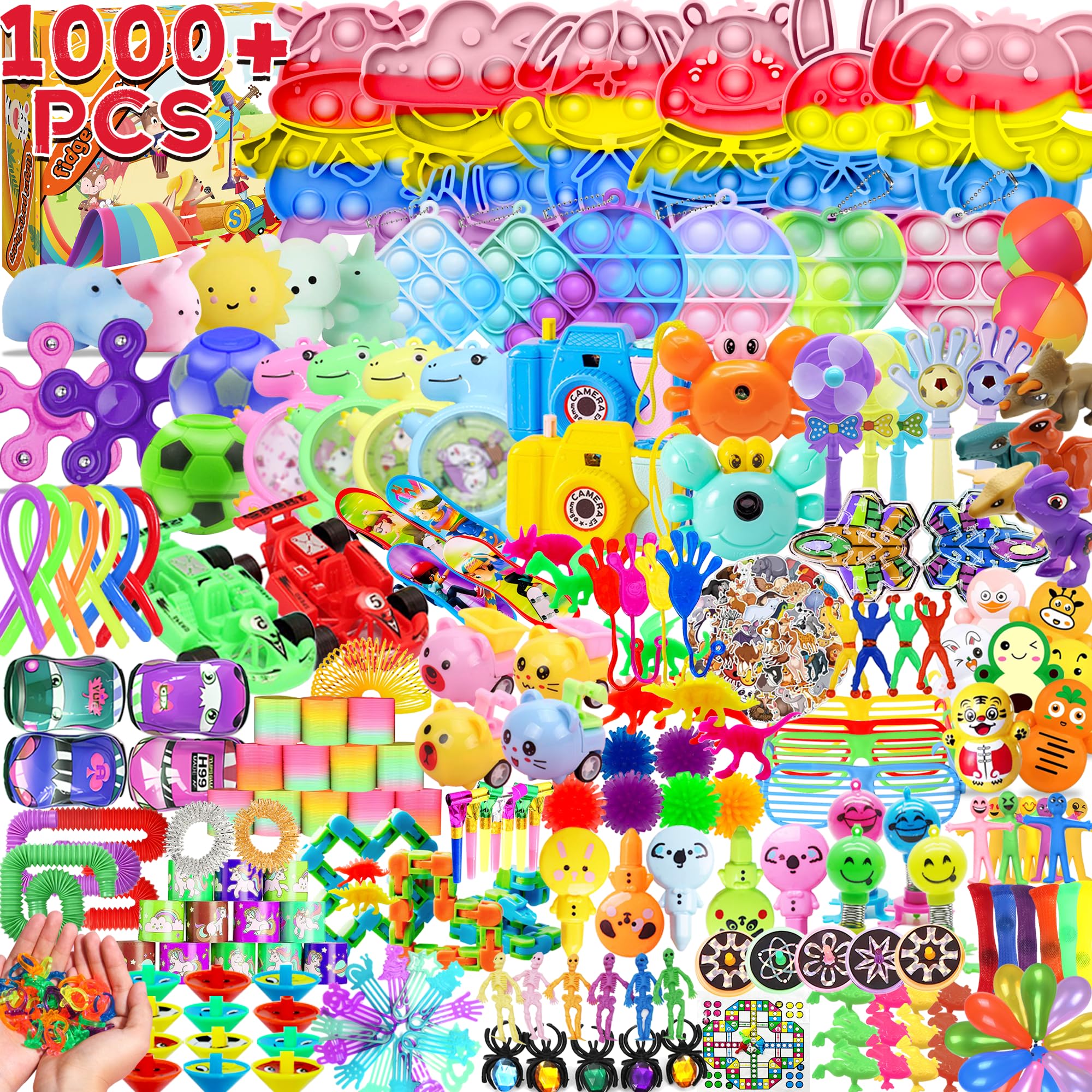 1000+ PCS Party Favors for Kids,Fidget Toys Pack,Valentines Stocking Stuffers, Birthday Gift, Treasure Box,Goodie Bag Stuffers, Carnival Prizes, Toys Filler Sensory Toy for Classrooom